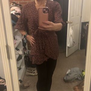 Free People Burgundy Floral Blouse